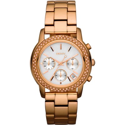 DKNY Watch Chrono Locked & Loaded Rose Gold Glitz NY8432