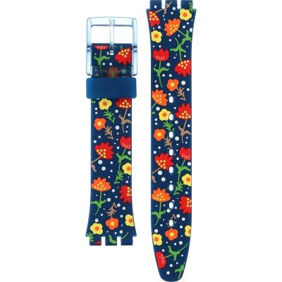 Swatch Plastic - Originals Medium (34mm) /Access/Solar/Musicall/Stop - G/SK/SL/SR/SS/SO28 ASO28N704 Essence of Flower Band