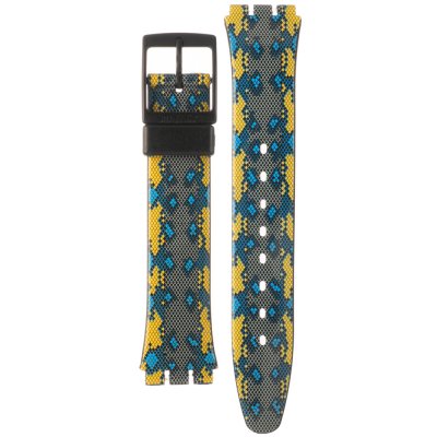 Swatch Plastic - Originals Medium (34mm) /Access/Solar/Musicall/Stop - G/SK/SL/SR/SS/SO28 AGB254 GB254 Snaky Blue Band