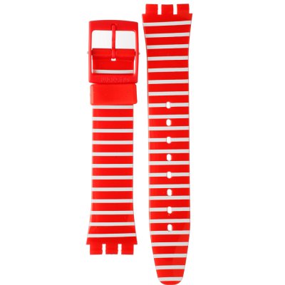 Swatch Plastic - Originals Medium (34mm) /Access/Solar/Musicall/Stop - G/SK/SL/SR/SS/SO28 AGR154I GR154I Cherry-Berry Striped Band