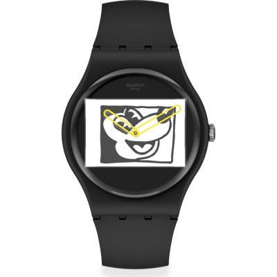 Swatch Originals Large (41mm) SUOZ337 Mickey blanc sur noir Uhr